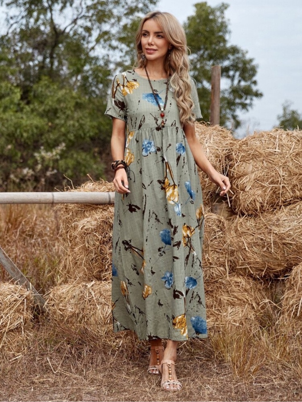 SHEIN Emery Rose Floral Print Maxi Dress